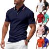 Herren Revers Kurzarm Poloshirt Unifarben Marine Rot Weiß Gestreifter Kragen Schlanke Passform Drei Knöpfe Täglich Golf Freizeit Oberteil