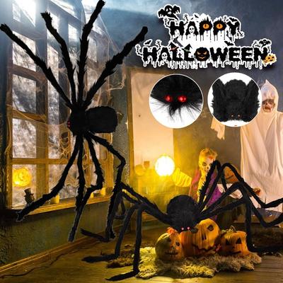 1 Pack Halloween Dekorationen Spinnen Haarige Riesenspinnen für Gruselige Halloween Deko Außen Wand Hof Haus 6.5 FT/5 FT Größe