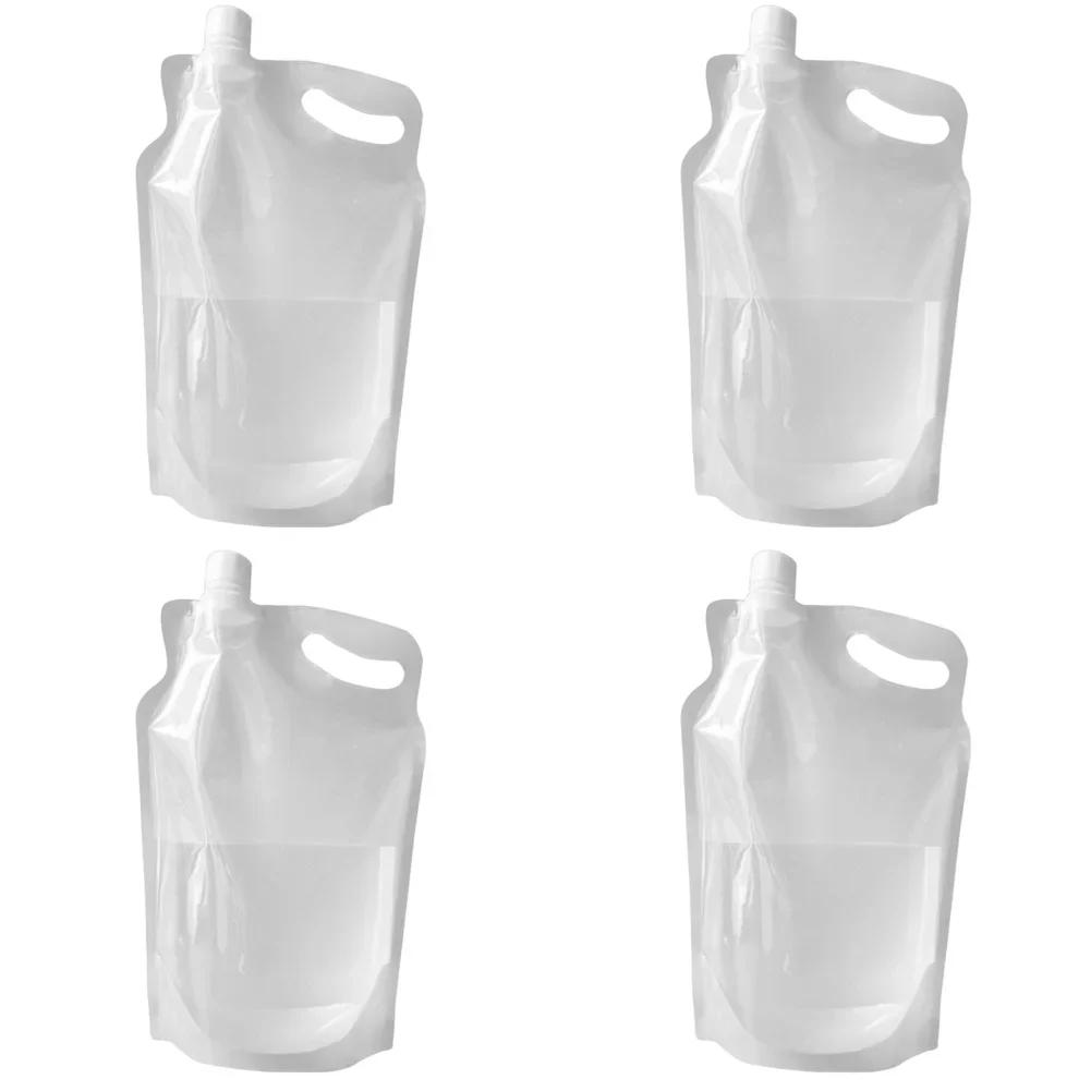 5-1PC 2L Portable Foldable Drinking Water Bag Small Mouth Handle No Leakage Water Container Pouch for Camping Hiking Cycling