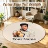Round Rug Custom NameElvis Presley Pattern Non Slip Carpet Home Floor Decor