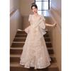 Temperament Evening Dress Host 1011 New Square Collar Dress Birthday Party Princess Dress Champagne Fairy