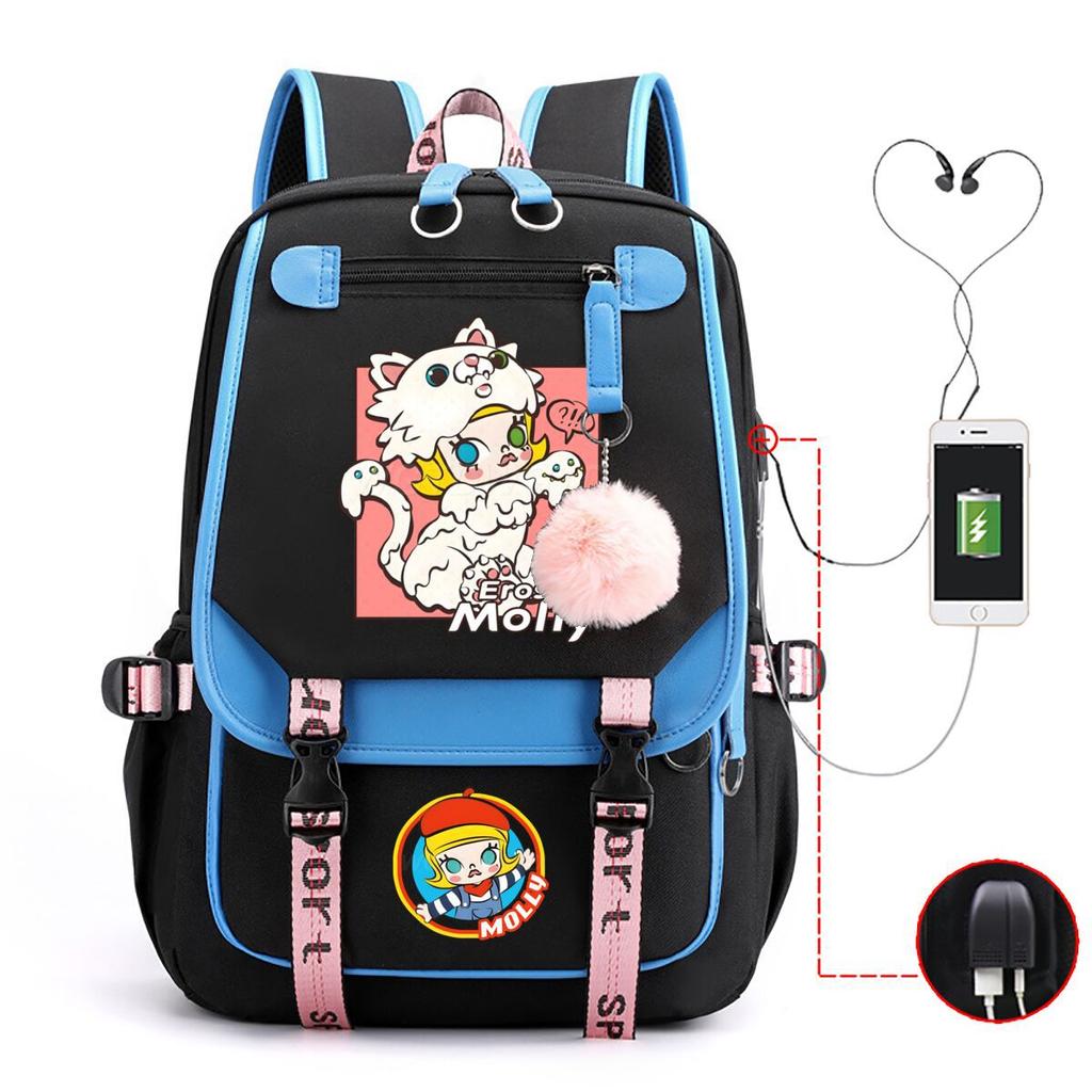 Jasmín Roztomilý Potlačený USB Rozhranie Veľká Kapacita Študentský Voľnočasový Školský Batoh