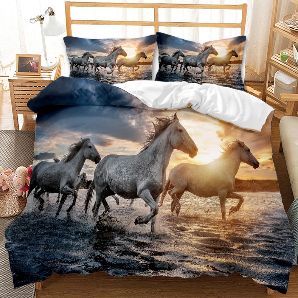 3D Bed set Beautiful Beach Bedding Bed Sets Modern Quilt Cover+pillowcases Winter California King Bedding Sets Jogo De Cama Bed