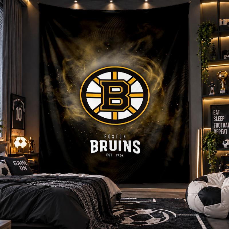 Wall Hanging Tapestry Boston Bruins Print Cloth for Living Room Bedroom Home Decor