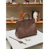 Ostrich Pattern Upgraded First Layer Cowhide Dukopp Slash Platinum 25/30 Inner Seam Edition Fashion Large Capacity Handbag