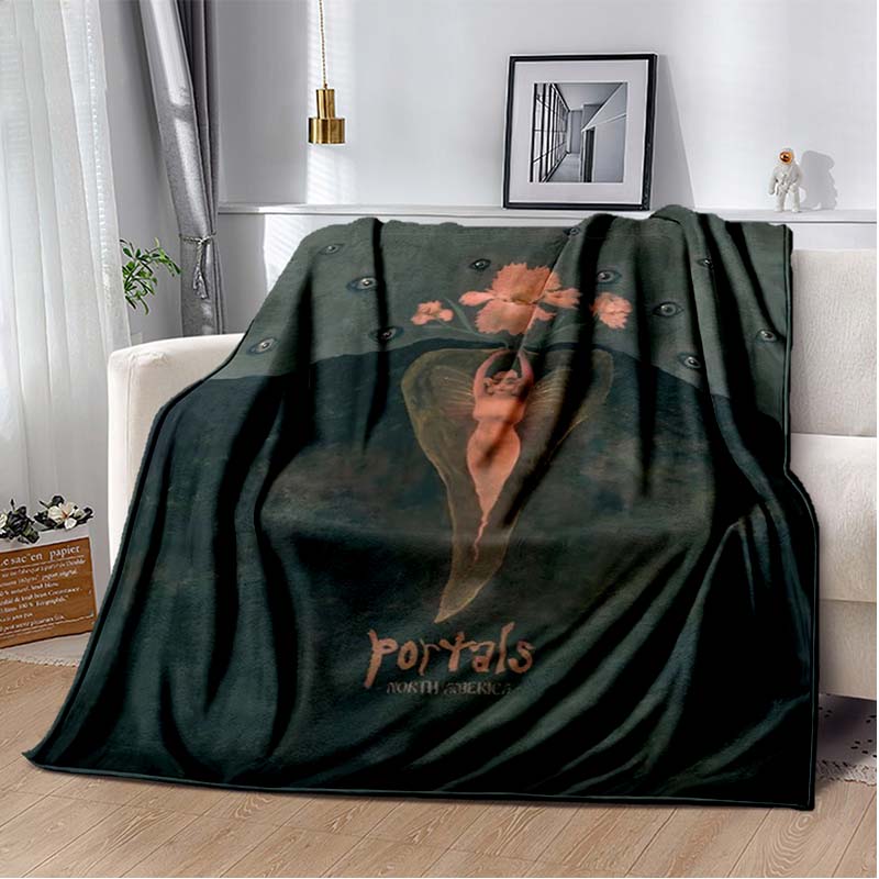 

Pink & Black Gothic Collage Print Flannel Blanket, Edgy Witchy Throw Blanket 80cm x 120cm