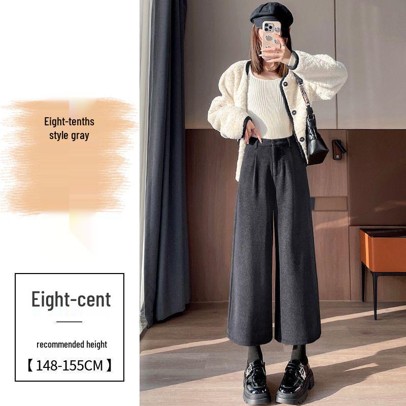 

2025 Women s Fashionable Woolen Cropped Harem Pants - High Waist, Nine-Tenths Length, Autumn/Winter Style L