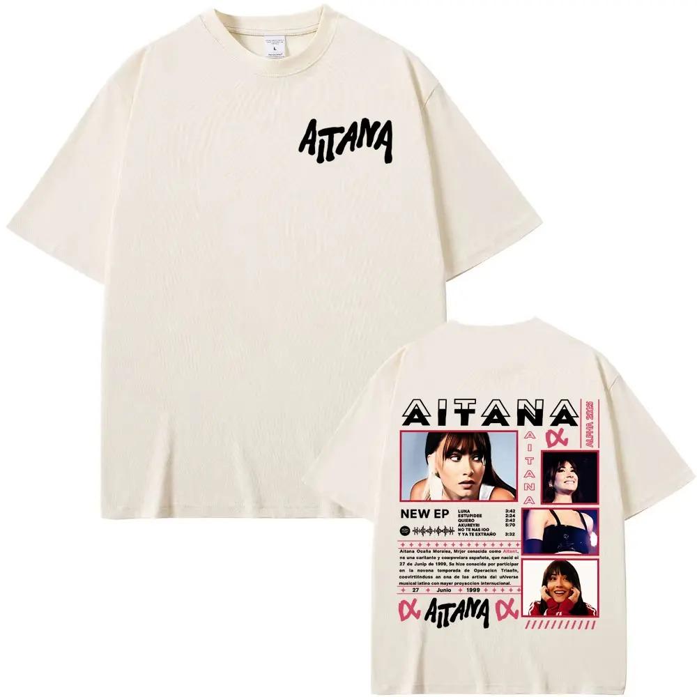 Aitana Cuarto Azul 2026 World Tour Cover TShirt Unisex Harajuku Streetwear Casual Loose Pure Cotton Women And Unisex Tshirts