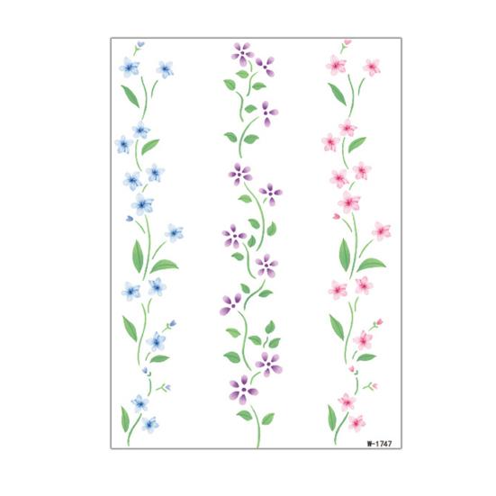 Jijijing 1 Sheet Colorful Flower Tattoo Stickers, Waterproof Temporary Fake Arm Chest Shoulder Tattoos for Women