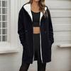 Women's Fashionable Loose Zipper Cardigan With Fleece Hoodie