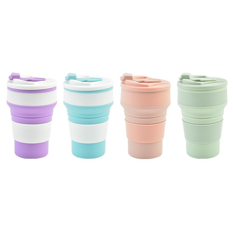 Folding Silicone Water & Coffee Cup, 350ml/500ml, Heat Resistant & Portable for Travel