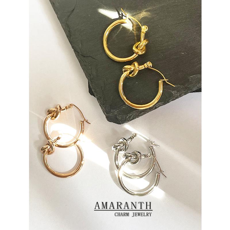 

18k Gold Plated 316L Titanium Steel Knot Circle Stud Earrings