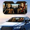 Humorous and Fun Skull Sun Visor Foldable Car Windshield Sun Shade UV Protection Reflective Heat Insulation Reusable Cover