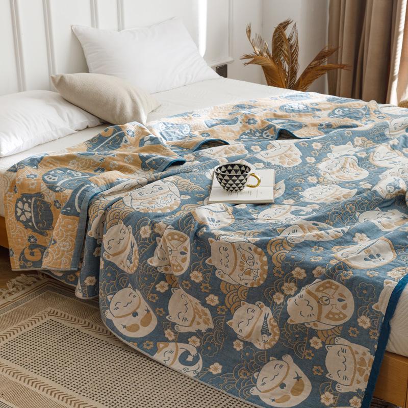 New Washed Cotton Four Layer Gauze Towel, Summer Cool Blanket, Nap Air Conditioning Blanket, Leisure Blanket, Sofa Cover Cloth