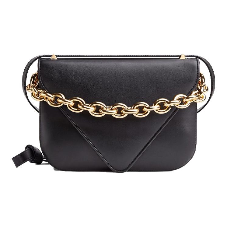 Bottega Veneta Mount Gold Chain Smooth Calfskin Envelope Shoulder Bag Medium Women shoulder bag Black 667398-V12J0-8425