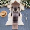 Pullover Kleider Frauen High Neck Herbst 2024 Sexy Slim Fit Farbe Blockiert Gestreiften Gestrickte Bodycon Kleid Streetwear Chic Kleider