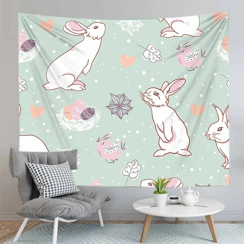 Cute Rabbit Pattern Tapestry Office Living Room Tapestry Home Wall Decoration Tapestry