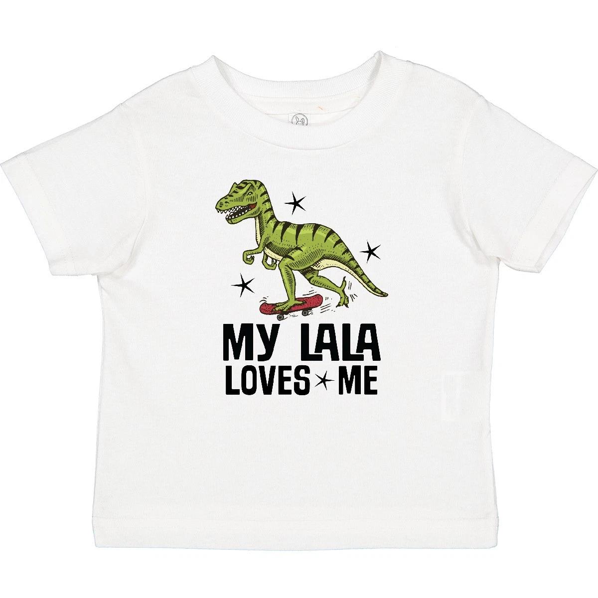 Inktastic My Lala Loves Me Dinosaur Baby T-Shirt Grandkids Grandchild Childs 120