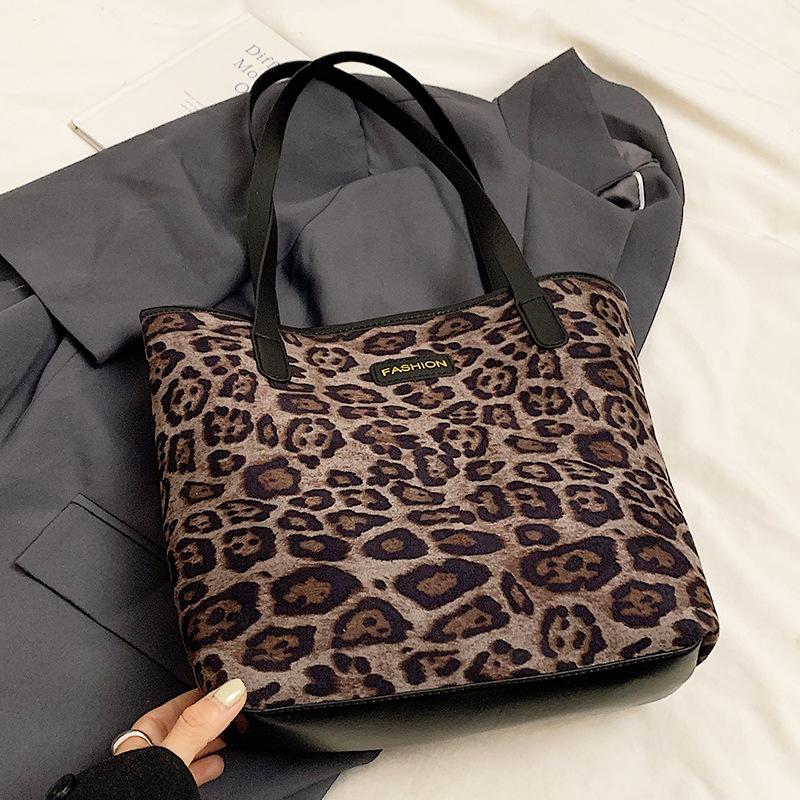 New Popular New Large Capacity Commuter Bag Leopard Print Bag Fashion Patchwork Single Shoulder Women's Tote Bag