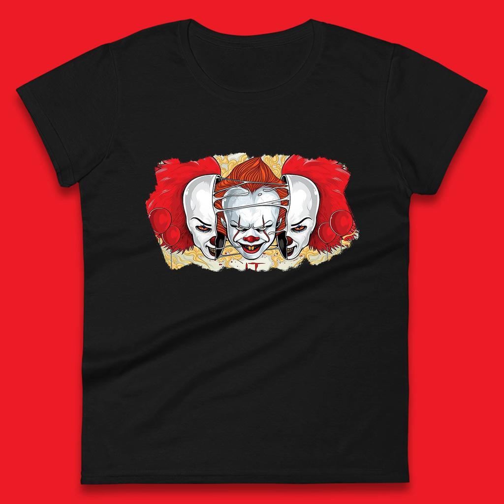 IT Pennywise Clown Halloween Horror Movie Character Evil Clown Costume Serial Killer Womens Tee T Shirt Mens Tops Unisex Top