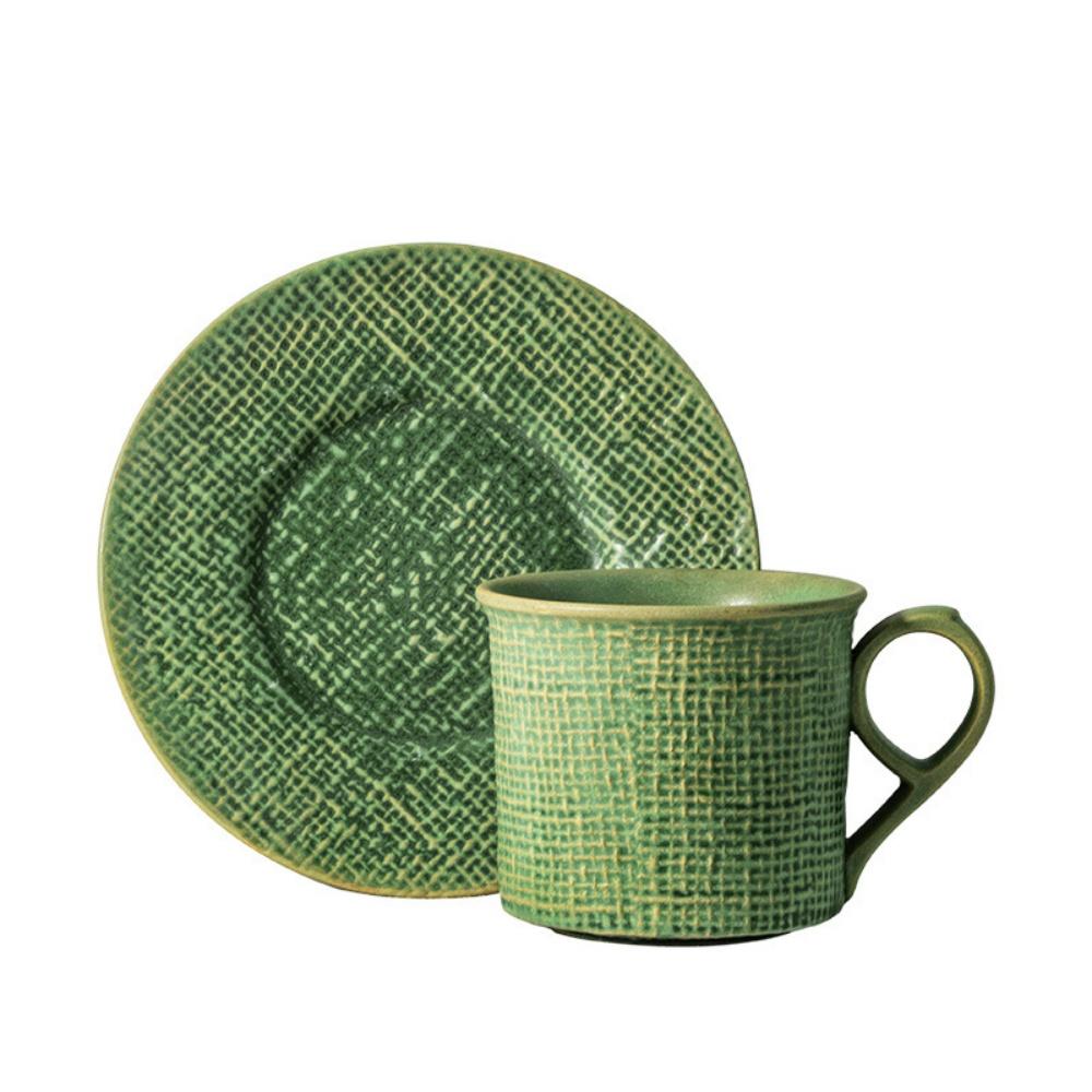 Ceramic Tea Cup and Saucer  Coffee Cups Pottery Mug for Cappuccino, Latte, Espresso & Americano Japanese Style