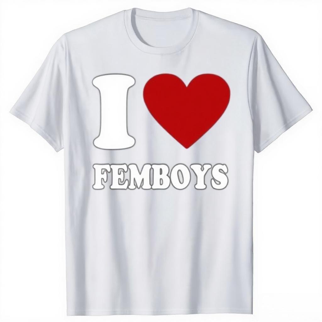 Vtipná červená srdce Miluji femboye Grafická trička Pánská Dámská Bavlna Humor Streetwear Tričko Krátký rukáv Unisex Volné oblečení