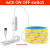 Dimmable COB LED Strip Light 5V USB Flexible LED Tape with ON OFF Switch 320LEDs High Density Linear Lighting with Adhesive Tape