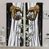 2 Stück Verdunkelungsvorhänge mit Skeletthand, goldener Kette und flatternden Dollar-Scheinen – Lichtundurchlässige Polyester-Vorhänge für Wohnzimmer
