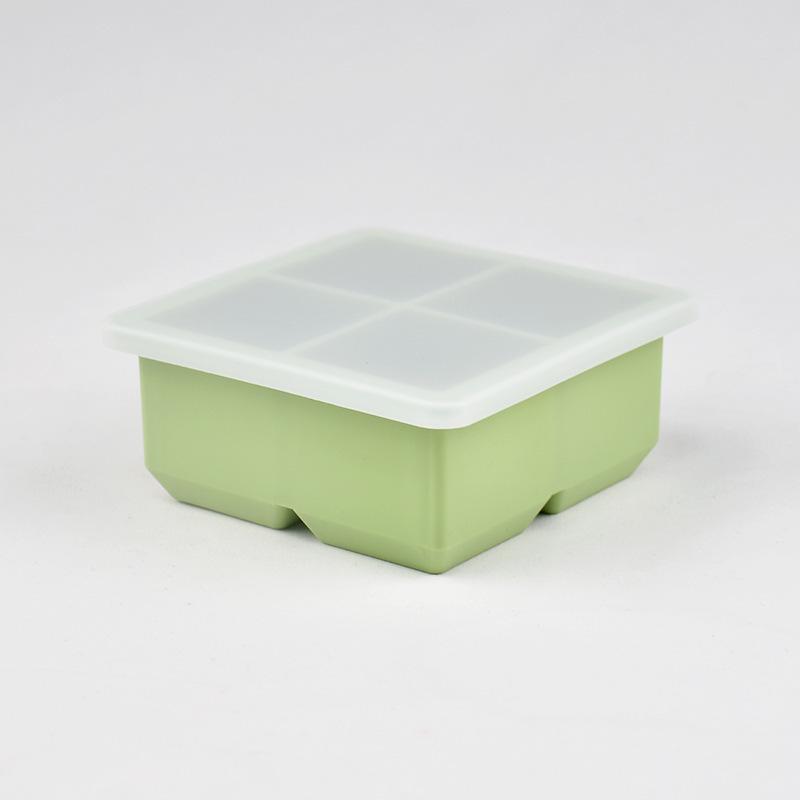 Popular Food-Grade Silicone Four-Grid Ice Cube Tray with Lid for Home Use