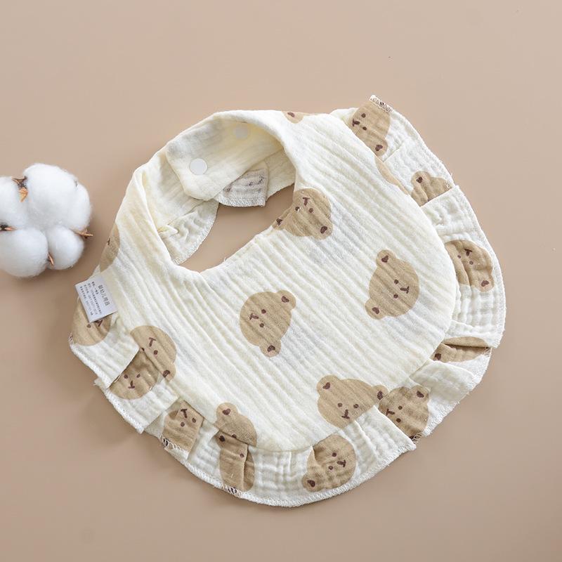 Korean Style Baby Bib: 6-Layer Pure Cotton Gauze with Lace, Cute, Soft & Absorbent