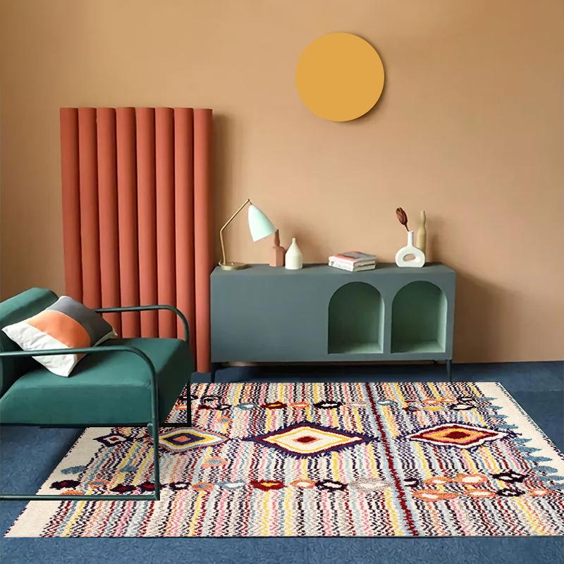 Modern Trendy Bohemian Living Room Rug, Teenage Aesthetic Room Decor Furry Large Rug, Kitchen Bathroom Non-slip Floor Mat