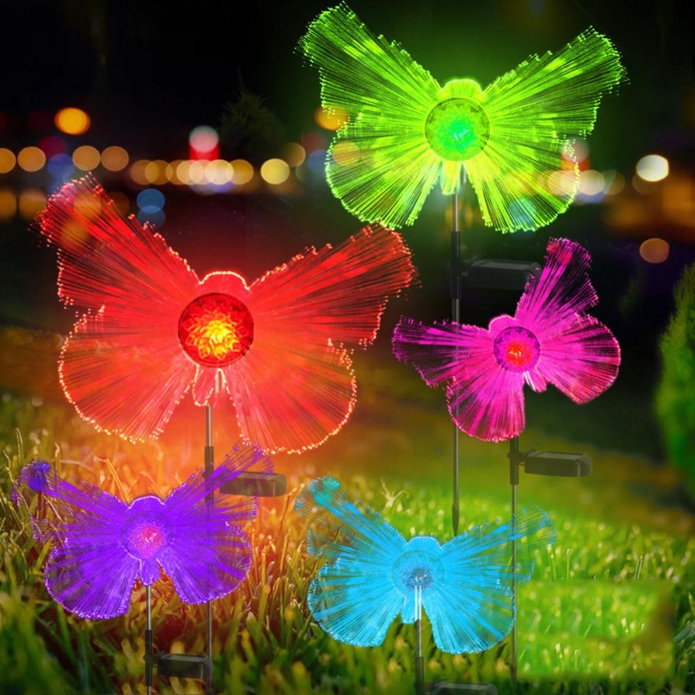 

Waterproof Fiber Optic LED Lamp Energy Saving Garden Solar Lights Garden Decoration Butterfly