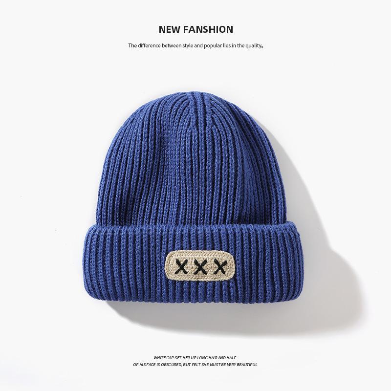Wool hat women s autumn and winter warm versatile knitted hat loose pullover cold hat Kids' 48-52cm