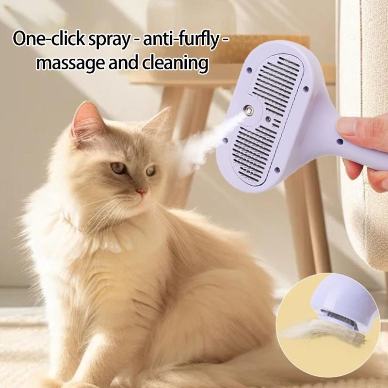 Portable Rechargeable Pet Hair Brush Gentle Soothing Steams Technology for Various Coat Type