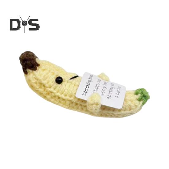 Banane Au Crochet « Soutien émotionnel » – Peluche Drôle Avec Haut-de-forme, Décoration Bureau Ou Cadeau Positif – Fait Main, 15 Cm - 2