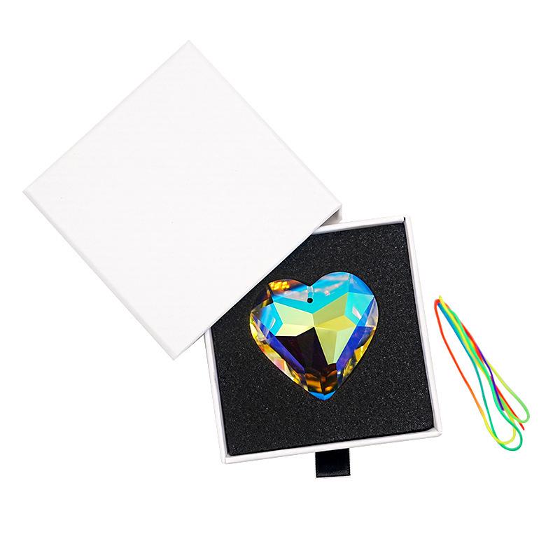 Seven-Color Crystal Glass Heart Ornament for Christmas Tree and New Year Decoration