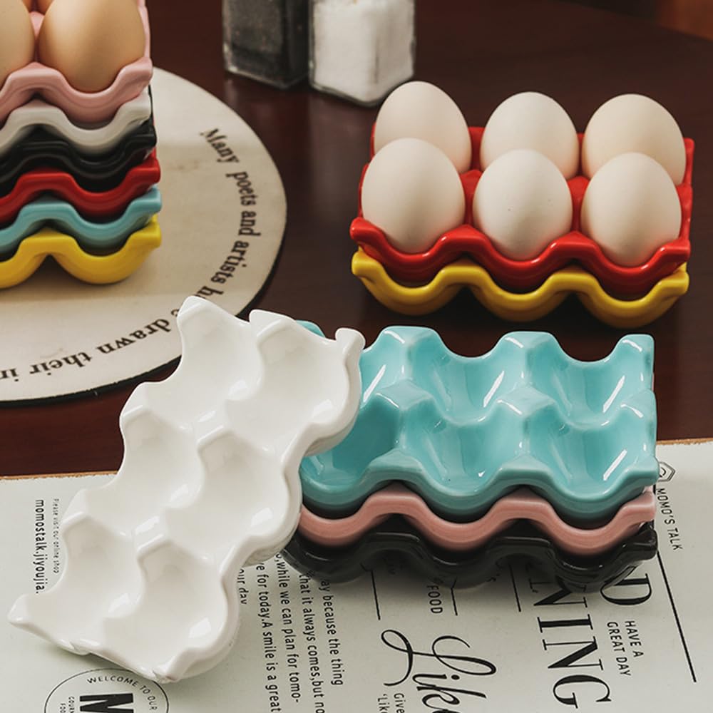 Egg Holder, Egg Case, Egg Stand, 6-Grid, Egg Holder, Egg Case, Container, Ideal for Kitchen and Refrigerator Storage (White)