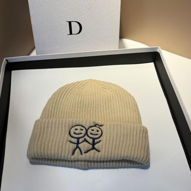 Winter Knit Beanie Women Cute Embroidered Warm Hat Same Style As Figure Outdoor Casual