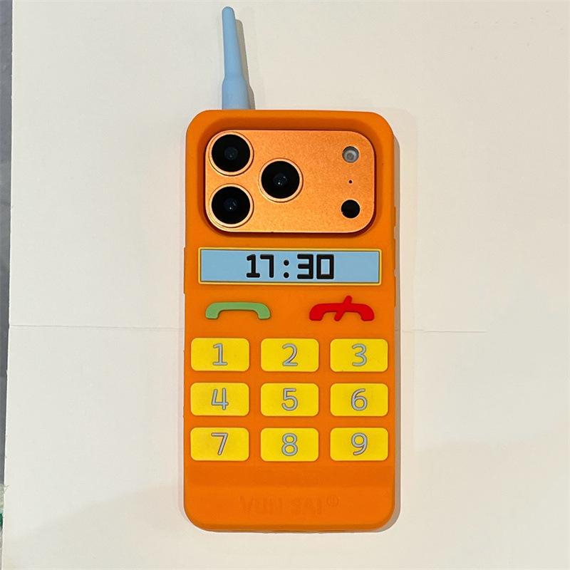 

3D Милый Мультяшный Ретро Телефон Антенна Дизайн Чехол для Телефона Для iPhone 17 16 15 14 13 Pro Max Plus Мягкий Силиконовый Ударопрочный Чехол iPhone17