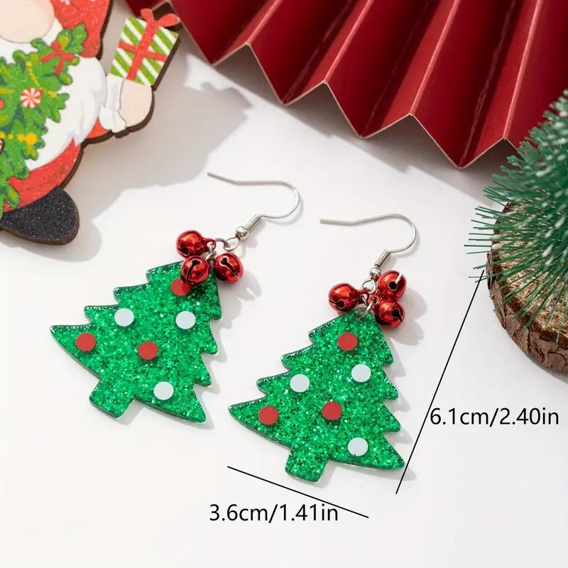 

Серьги-колокольчики на рождественскую елку, плоские акриловые, европейские и американские креативные рождественские серьги с цепочкой и колокольчиками
