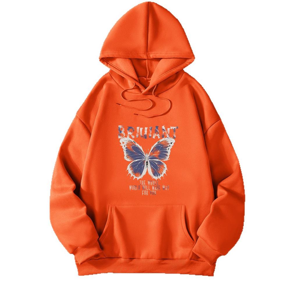 2025 Real Shot Autumn and Winter Velvet Hooded Sweater Women's Loose Butterfly Top Women's Coat