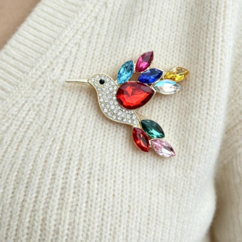 New Shiny Rhinestone Crystal Parrot Bird Brooch Vintage Animal Badge Lapel Pin Suit Coat Dress Party Jewelry Accessories Gifts