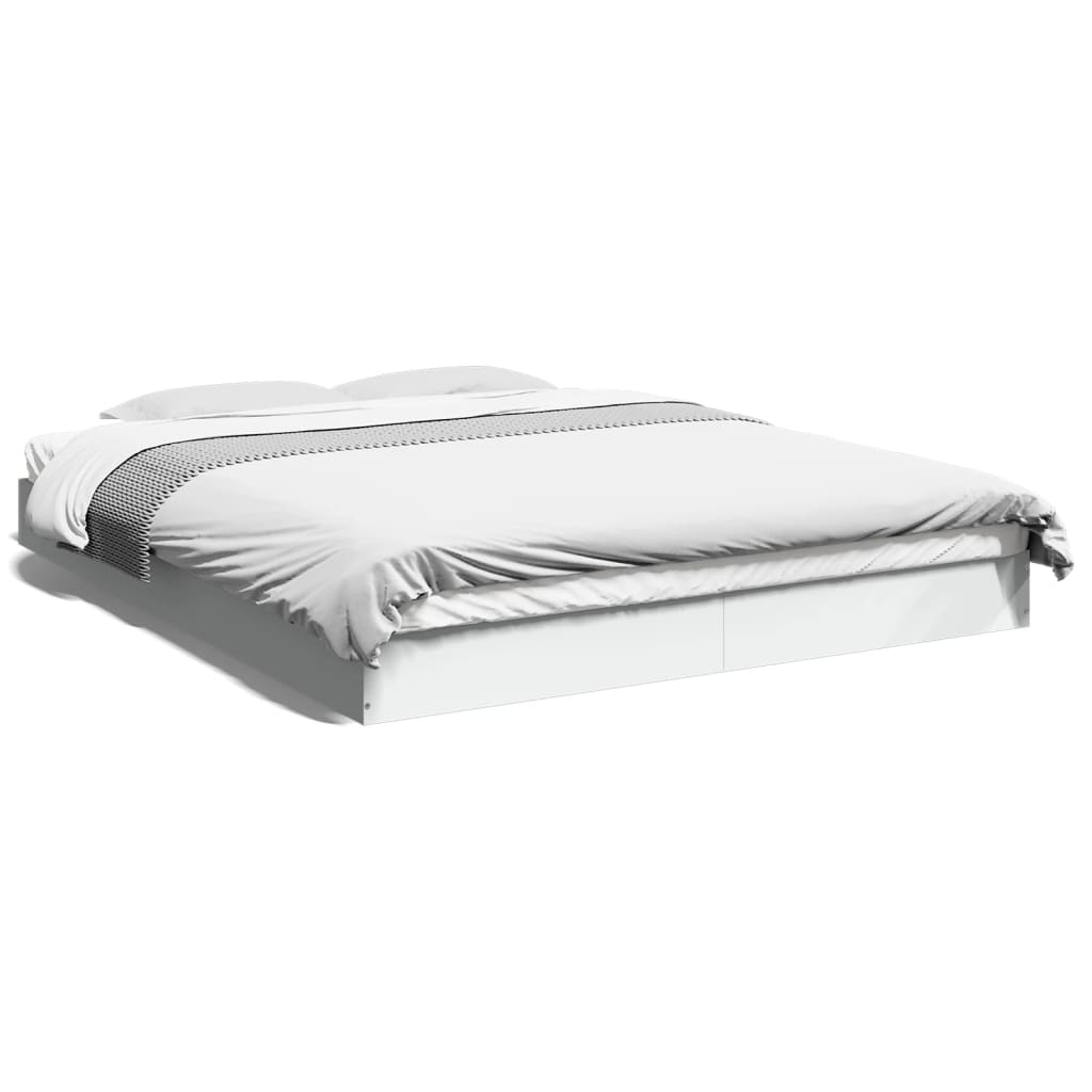 Bed Frame without Mattress White 160 x 200 cm Engineered Wood