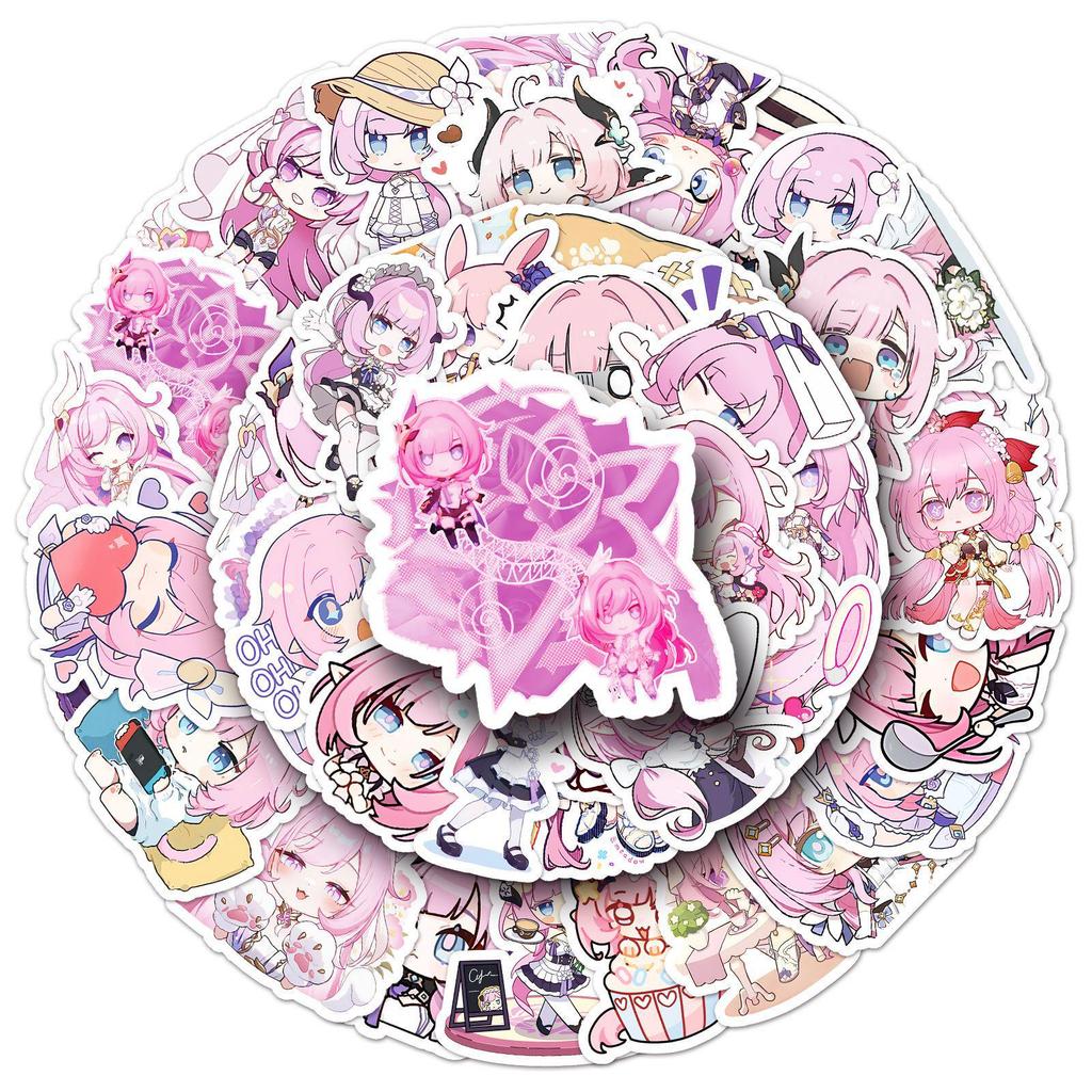 Elysia Honkai Impact 3rd Character Stickers: 50 Waterproof Cartoon Decals for Laptop, Water Bottle, Suitcase