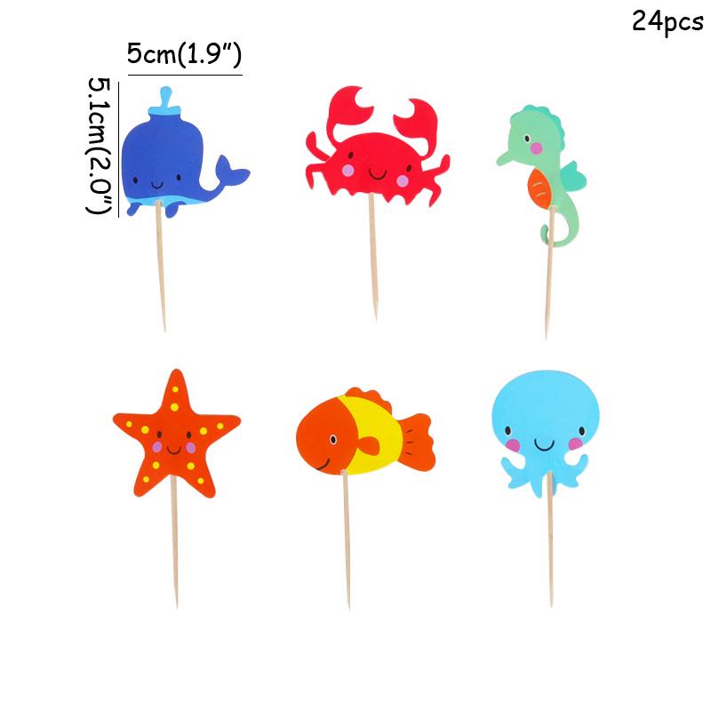 Little Mermaid Happy Birthday Cake Topper Mermaid Party Cupcake Toppers Girl Baby Shower Kids Birthday Party Wedding Decoration