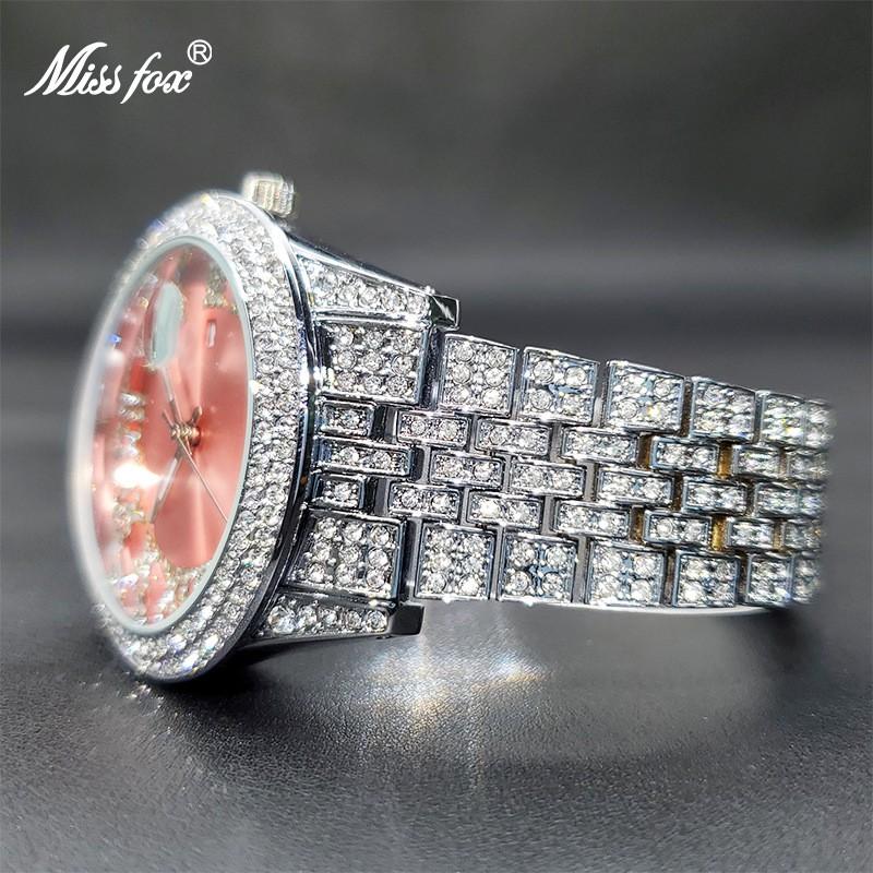MISSFOX Luxury Water Resistant Watch Hip Hop Bling Calendar Quartz Women Men