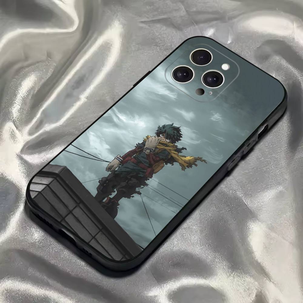 Custodia per Telefono My Hero Academia Deku Per iPhone 16,15,14,13,12,11,Pro,Max,Plus,X,XS,SE4,E,Mini,Custodia Nera Morbida