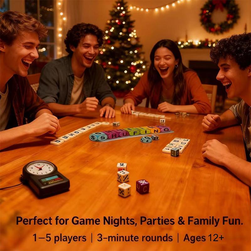 Scrambled Dice Word Game, Fast-Paced Brain Training Dice Puzzle, Travel-Friendly Board Games Set For 1-5 Players