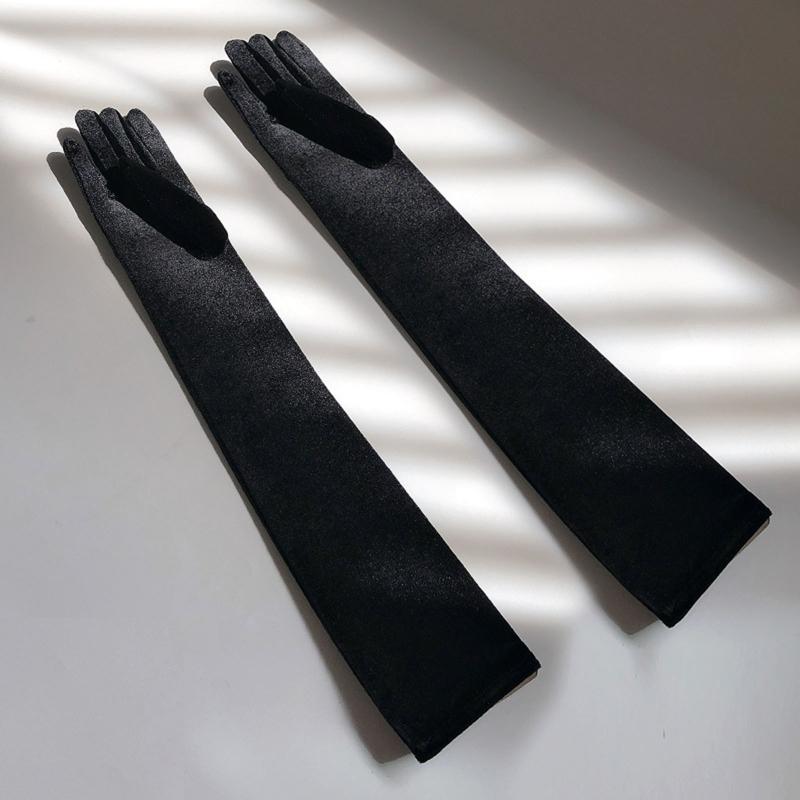 Lange Ärmel Opernshow-Handschuhe für Damen Samthandschuhe 1920er Flapper Dehnbar Ellbogenlang Halloween-Kostümhandschuhe