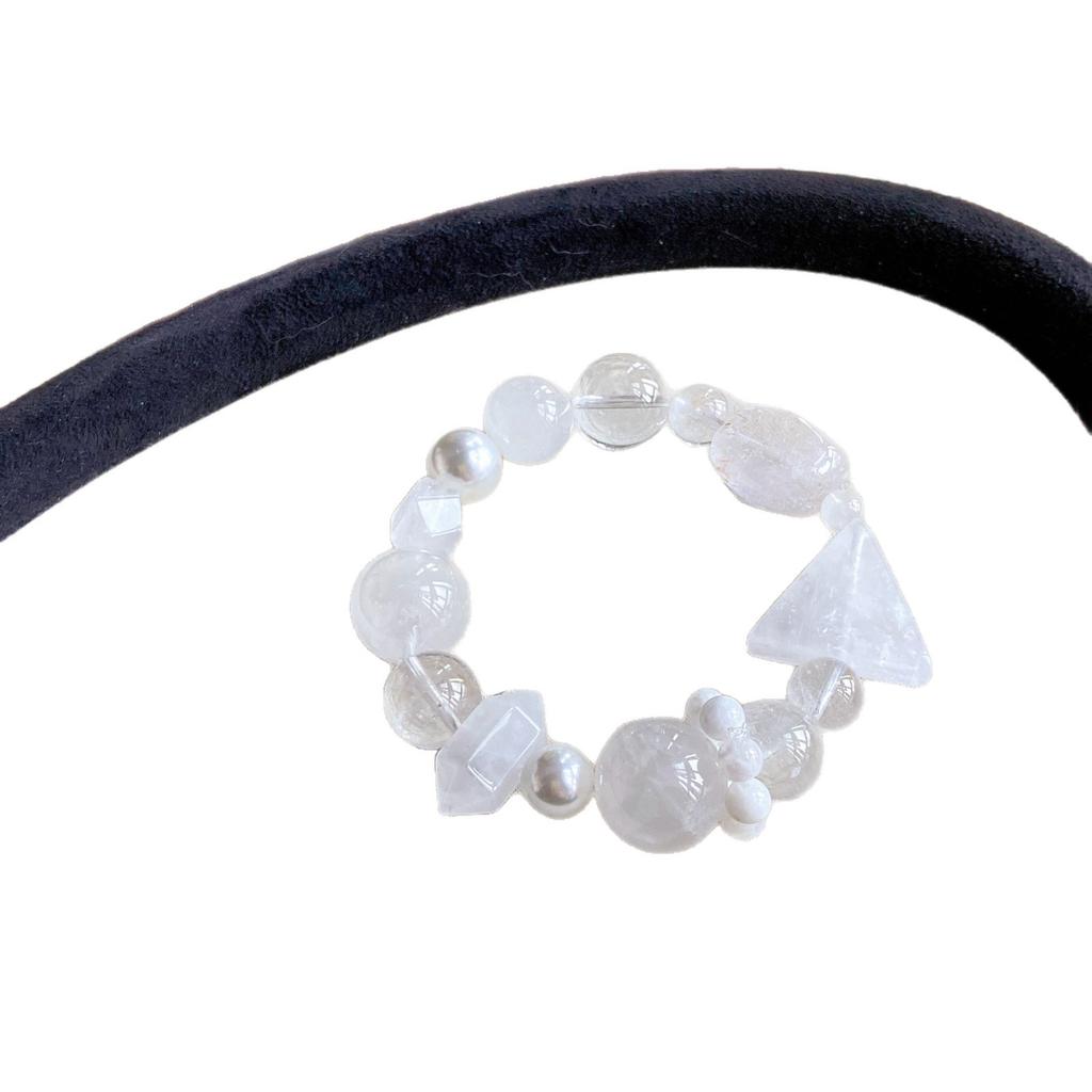Natural White Ghost Double Pointed Triangular White Crystal with Irregular Shape Tiktok Hot Selling Bracelet
